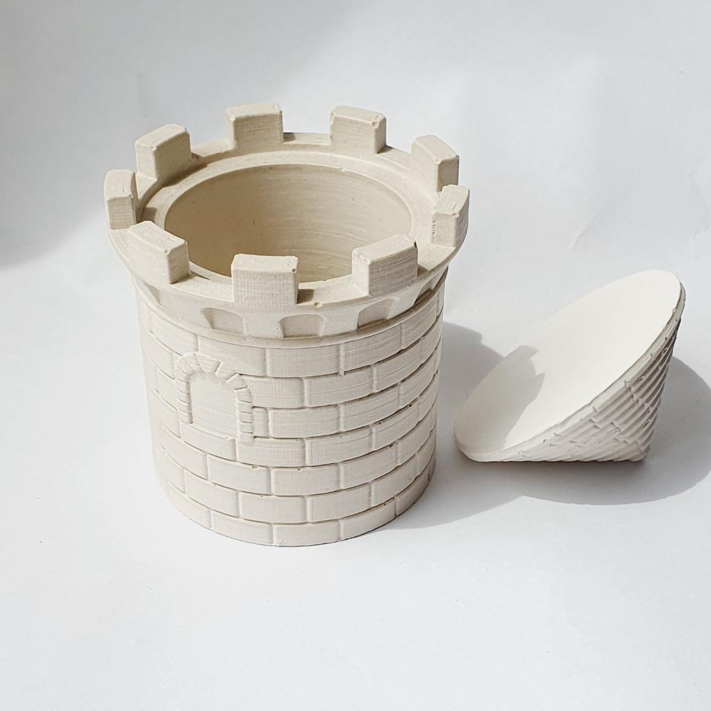 Кашпо из гипса Башня с крышей (крышкой).