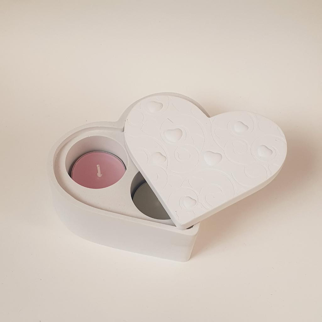 Силиконовая форма Стакан Сердце 3 отсека с крышкой