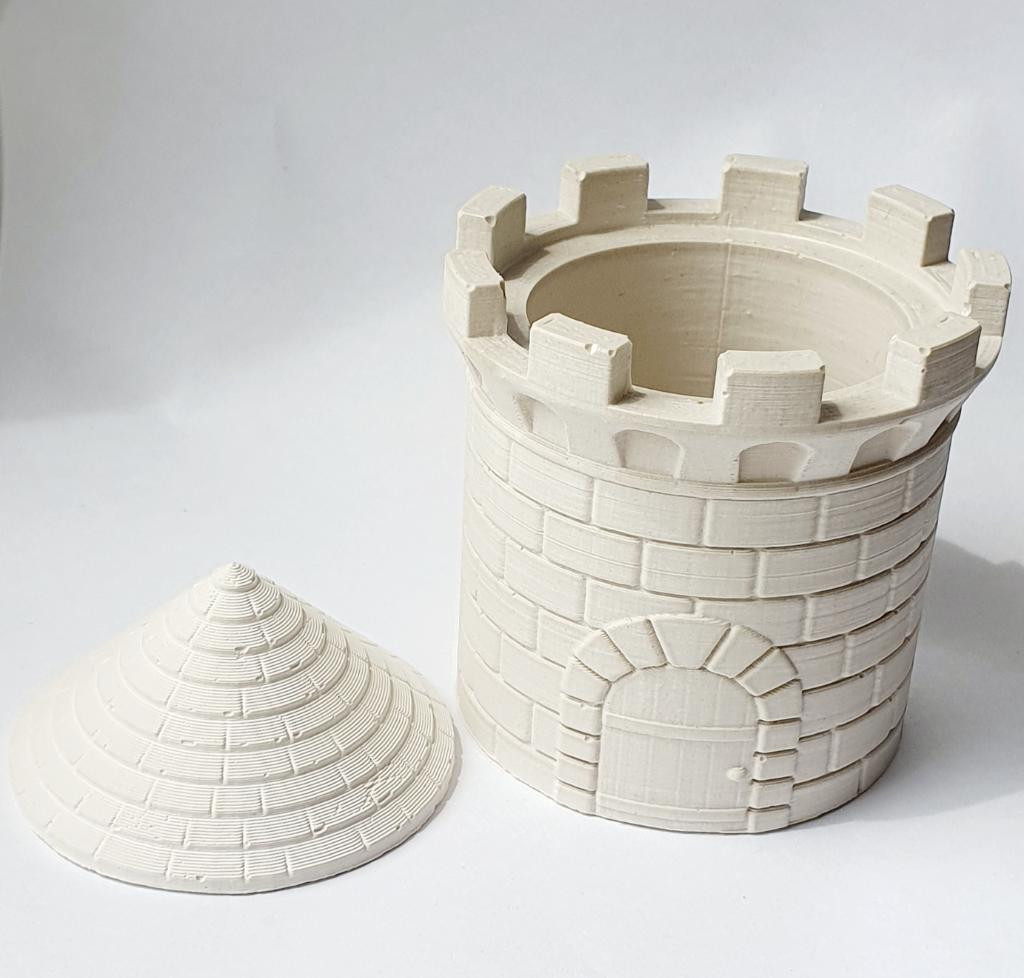 Кашпо из гипса Башня с крышей (крышкой).