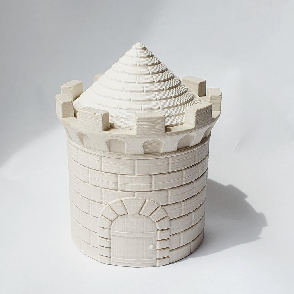 Кашпо из гипса Башня с крышей (крышкой).