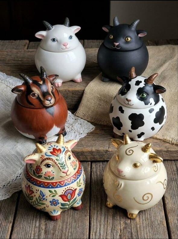 Стаканы, коза, корова