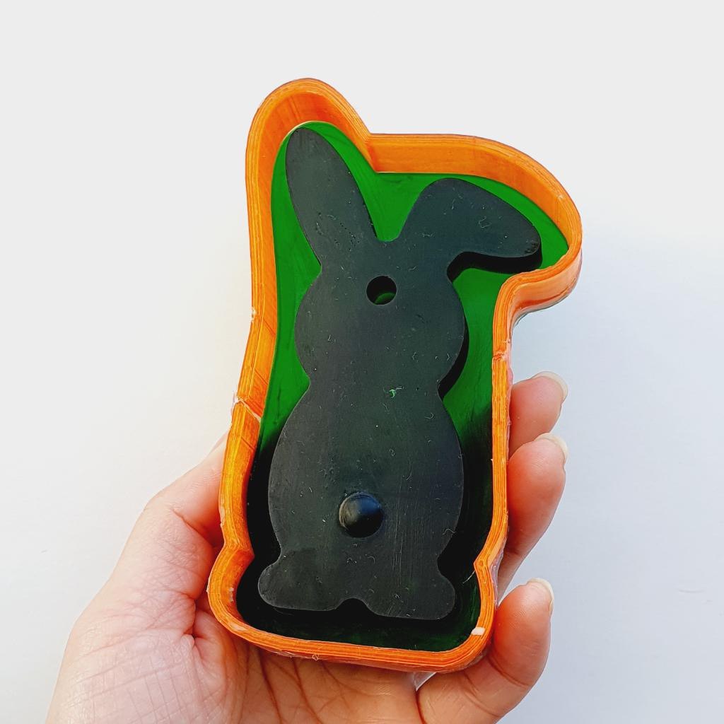 Модель для заливки силиконом Саше Кролик ушко вбок с уже готовой основой и разборными опалубкамиС