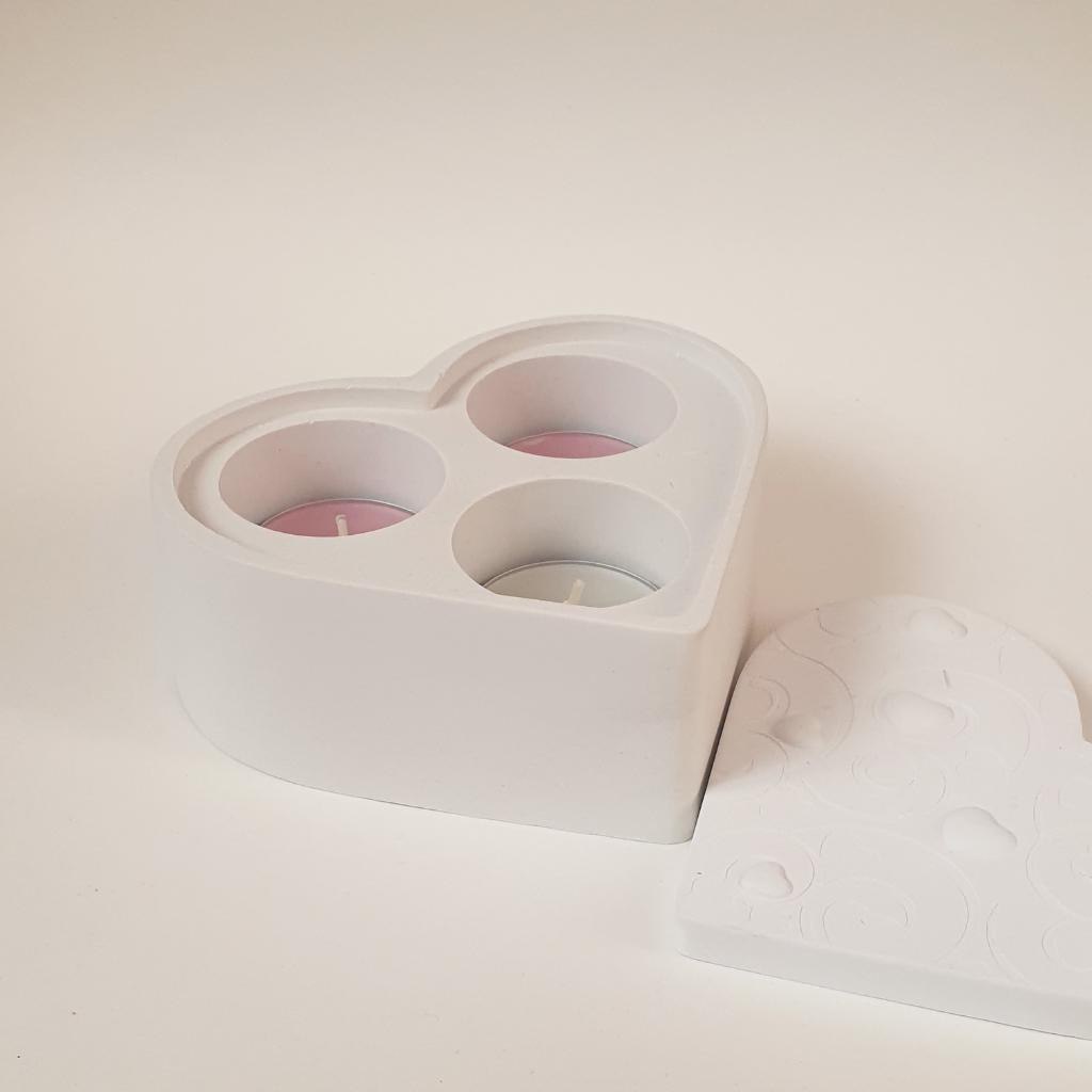 Силиконовая форма  Стакан Сердце 3 отсека с крышкой